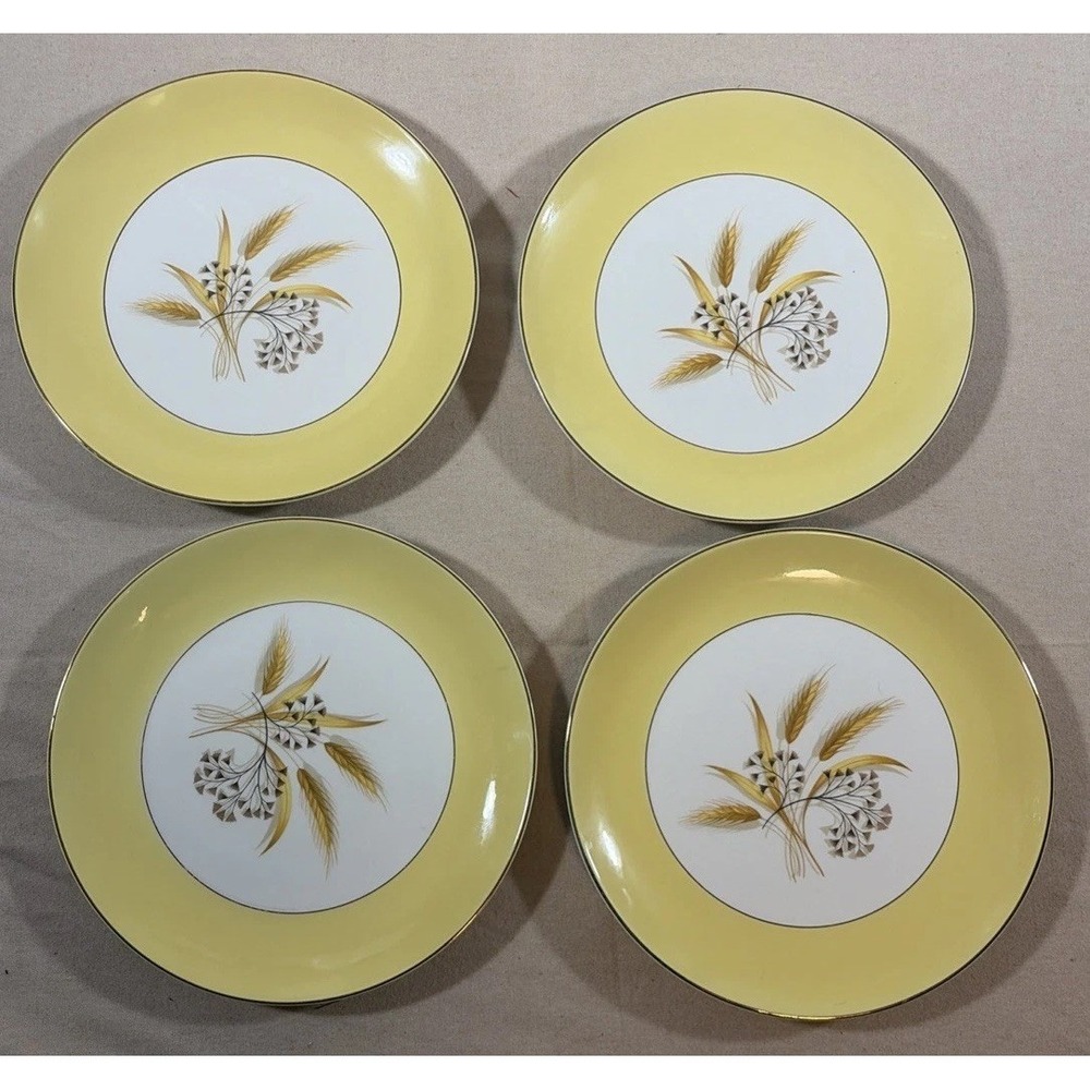 Vintage‎ Century Service Semi-Vitreous 10" Dinner Plates Autumn Gold Set Of 4